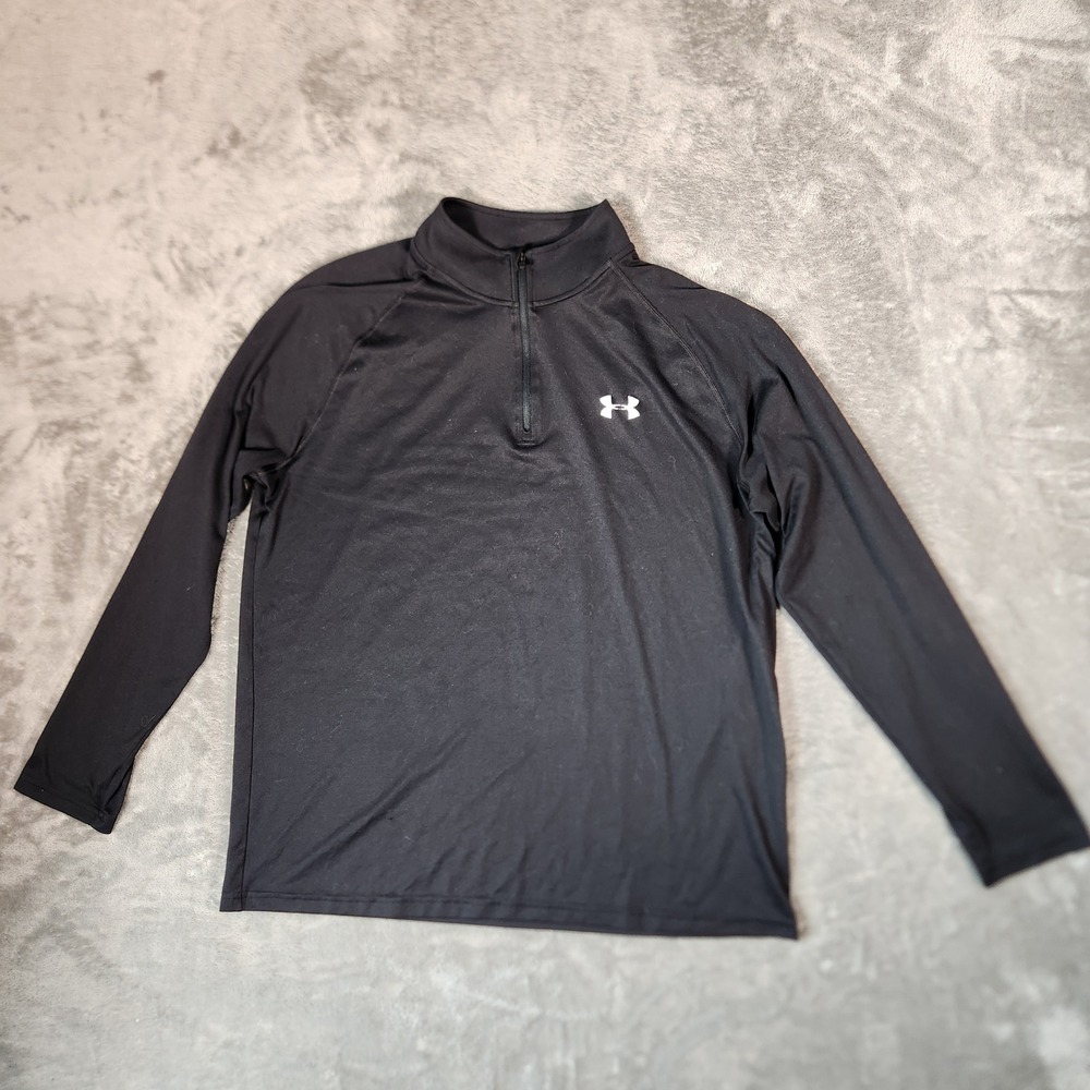 Under Armour 1/4 Zip Pullover Mens Large Black Excellent HeatGear Loose Fit